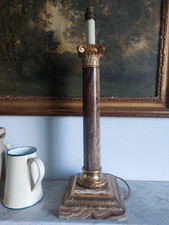 Stunning Early 20th Century French Empire Alabaster and Gilt Columnar Table Lamp picture