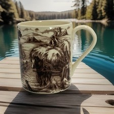 FARM  ENGLISH BRITISH UK Mug Stable Horse Hay Countryside Transferware picture