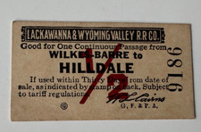 Vintage L&WVRR Lackawanna & Wyoming Valley Railroad Ticket Wilkes-Barre Hilldale picture