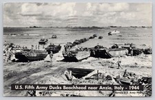 1944 WWII Italy Anzio Beachhead US Fifth Army DUKW Amphibious Vehicles Postcard picture