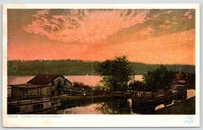 Sunset on the Potomac River Boats Detroit Publishing Posted Postcard picture