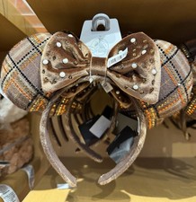 Disney Parks x Baublebar Minnie Mouse Plaid Adult Ear Headband NWT Fall Brown picture