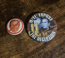 Vintage 2000s presidential button pins funny anti-George Bush / Bush did 9/11  picture