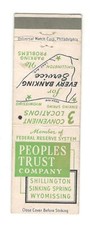 Peoples Trust Banks Pennsylvania Locations Vintage Matchbook Cover JM6 picture