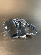 Blue Glass Bunny Rabbit 4.75” Figurine - Chip On Tail picture