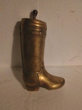 Vintage Solid Brass Cowboy Boot Bookend Figurine Western Made In Korea picture