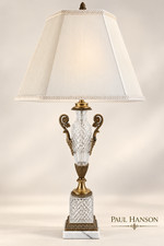 Vintage Paul Hanson Crystal Brass Table Lamp 35