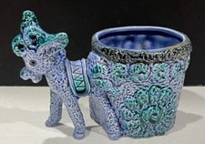 Vintage Cute DONKEY PLANTER Hand Painted BLUE GREEN Purple Made In Japan picture