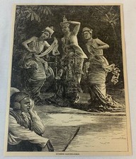 1884 magazine engraving ~ BURMESE DANCING GIRLS, Burma picture
