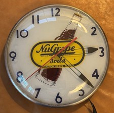 Vintage NuGrape Soda Bottle Light-Up Advertising Wall Clock Telechron Working picture