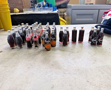Coca-Cola Mini Clear Glass Advertising Bottle Lot, Assorted Labels, Soda Theme picture