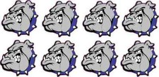[8x] 1in x 1in Blue Collared Bulldog Mascot Stickers School Sports Team Decals picture