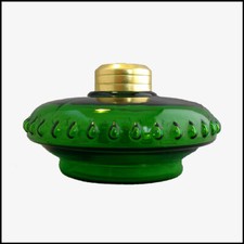 OIL LAMP FONT EMERALD GREEN GLASS for CAST IRON WALL BRACKET LAMP or SHELF LAMP picture