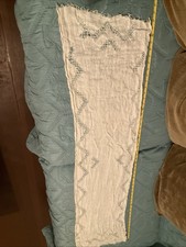 Vtg Filet Lace Crochet Ends Table Scarf Table Runner White Linen 52 X 14 picture