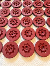 12 Vintage Deep Red Marbled Plastic Buttons 1