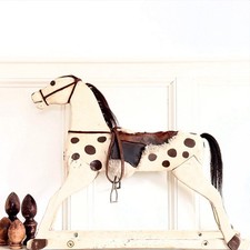 Antique Primitive Glider Rocking Hobby Horse Rustic Carved Wood For Decor picture