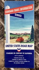 1956 Standard Oil United States Road Map Vintage Gas Service Station Chevron EUC picture