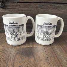 Neiman Marcus Michigan Ave Chicago Ceramic Coffee Tea Cup Mug Vintage Set Of 2 picture