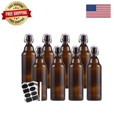 8 Pack 32Oz Amber Swing Top Glass Bottles Flip Top Brewing Bottles with Airtight picture