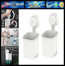 Powerful Suction Cup Toothbrush Holders for Bathroom 2Pack, White picture