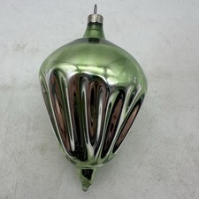 Vtg HEIM Glass Christmas Ornament Pre WWII Light Green Fluted Parachute 5