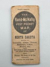 1909 The Rand McNally Vest Pocket Map of North Dakota Railways Towns Rivers MORE picture