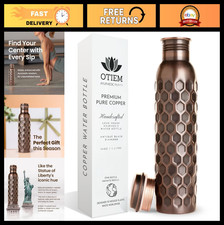 100% Copper Water Bottle 34 Oz - Antique Black, Leak-Proof, Eco-Friendly, Ayurve picture