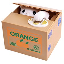 Piggy Bank Cat Stealing Money Coin Box, Electronic Cute Money Saving Coins Ca... picture