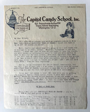 Vtg ca 1930s Advertising Letterhead Washington DC Capitol Candy School vignettes picture
