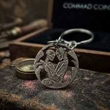 1936 Hobo Nickel Cut Coin Keychain Skull Eternal Love Forever Married Couple Art picture