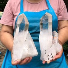 5.61LB 2pcs Natural White Clear Quartz Crystal Cluster Rough Specimen Healing picture