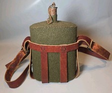 Vtg British WW1 WW2 1903 Cavalry Pattern Water Bottle Canteen & Leather Carrier picture