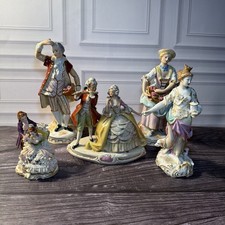 Vintage Porcelain Figurines Lot 5 Victorian Colonial Courting Couples Set picture