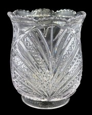 Vintage Pressed Glass Spooner Clear EAPG Fan & Diamond Pattern Scalloped Rim picture