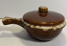 VNTG HULL “BROWN DRIP” OVEN-PROFF CASSEROLE WITH LID AND FRENCH HANDLE USA picture