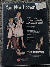VTG 1945 Orig Magazine Ad HOOVER Vacuum Cleaner Easy Cleaning It's Middle Name picture