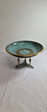 Vintage 1950's Oppenheim enameled brass 12 in pedestal bowl picture