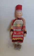 Vtg Handmade Russian Folk Art Doll Wearing Cultural Costume 9 Inches picture