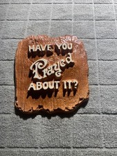 Vintage Chalkware Religious Wall Plaque Have You Prayed About It JAS picture