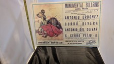Vintage 1969 Mexico Bullfight Poster Juarez Monumental Bullring Mounted Beer Ad picture
