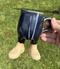 Vintage MUDDY WATERS Sneakers Ugly Foot Mug - Blue -  CERAMIC POTTERY Cup picture