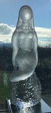 Vintage Reijmyre Mermaid Frosted Crystal Glass Figurine &Paperweight Collectable picture