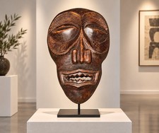 Vintage Hand Carved Wood African Mask Chokwe Style Face Tribal Wall Hanging Art picture