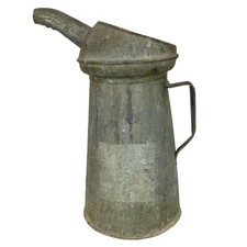Vintage Galvanized Metal Oil Can Farmhouse Style Weathered Patina picture