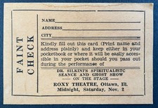 RARE Vintage Ottawa IL Dr. Silkini's Spiritualistic Seance and Ghost Show Roxy picture