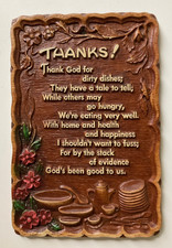 Vintage Gospel Text Line Religious Wall Plaque: “Thank God For Dirty Dishes…” picture