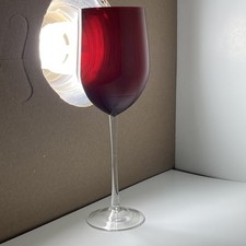 RUBY RED WINE GLASSES, Set of 2 Full bodied glass Clear Glass stem 9