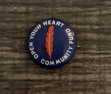 Vtg Community Fund - Open Your Heart Pinback Button picture