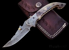 Poshland Limited Edition - Custom Handmade Damascus Folding Knife, Pocket Knife picture