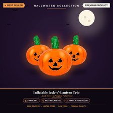 3PCS Halloween Inflatable Pumpkin, 14In Blow up Pumpkin Beach Ball Toy Orange Ja picture